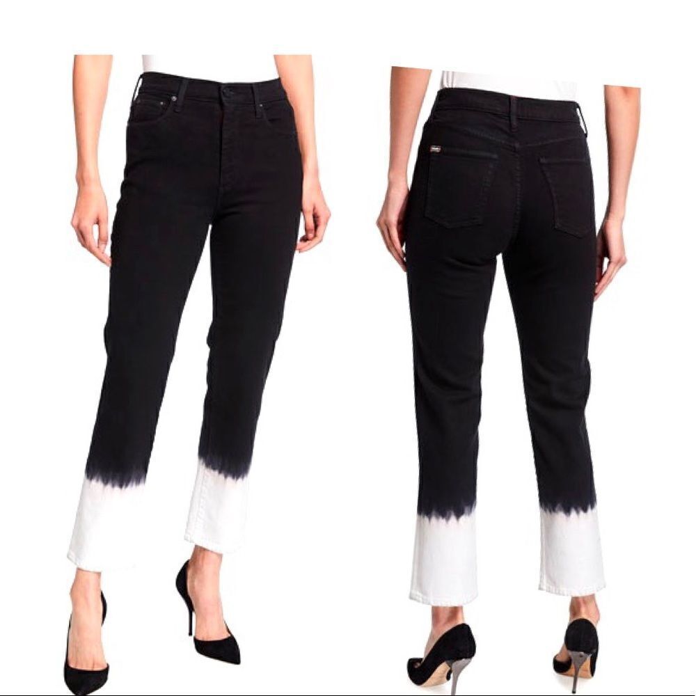 Alice + Olivia Jeans Stunning Ombr Straight Jeans Black White Bnwt